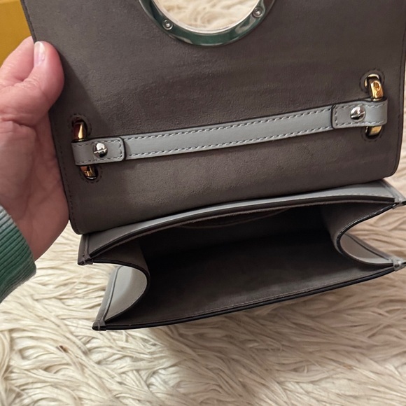 Fendi (F is for Fendi) Gray Leather Shoulder Bag with Chain Strap - Picture 15 of 16